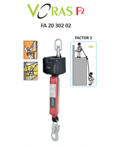 Kratos - Urządzenie samohamowne VORAS F2 z taśma 2,5m  z zatrzaśnikiem biotwieralnym FA5020218 do pracy z Factor 2